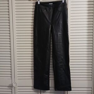 Laundry By Shelly Segal Black Faux Leather Straight Leg Pull-on Pant, Size XS